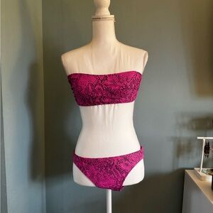 Xhilaration Juniors Bandeau Snake Print Pink Swimsuit Bikini Large